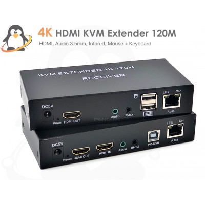 4K HDMI  KVM Network Extender 120M รองรับ Infrared