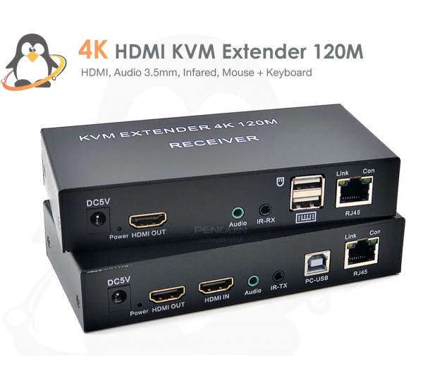 4K HDMI  KVM Network Extender 120M รองรับ Infrared