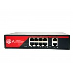 Full Gigabit Ai POE Switch 8 Port + 2 Uplink (VLAN) 120W ยี่ห้อ DJA รุ่น DJA-08G20GB