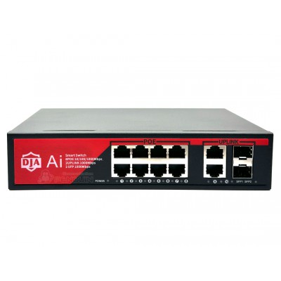 Full Gigabit Ai POE Switch 8 Port + 2 Uplink + 2 SFP (120W) ยี่ห้อ DJA รุ่น DJA-08G22GB