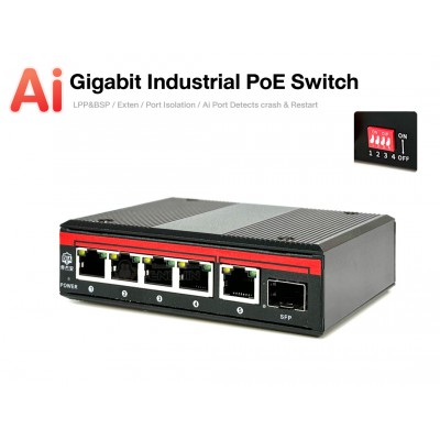 Gigabit Industrial Ai PoE Switch 6 Port (4 PoE + 1 GE + SFP)  เครื่องเปล่า