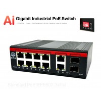 Full Gigabit Industrial Ai POE Switch 12 Port (8 POE+2GE+2SFP) เครื่องเปล่า