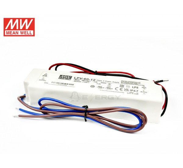 MEANWELL รุ่น LPV-60-12 LED Driver 12V / 60W สำหรับไฟ LED (กันน้ำ)