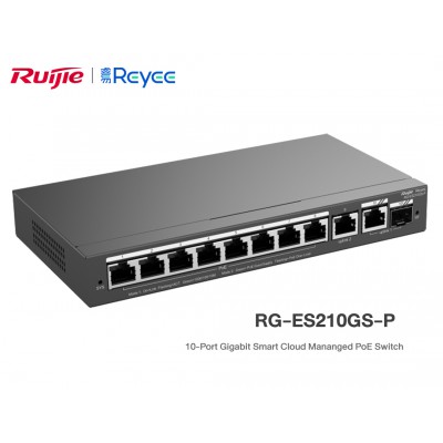 Reyee RG-ES210G-P | Full Gigabit Smart Cloud Managed PoE Switch 10 Port