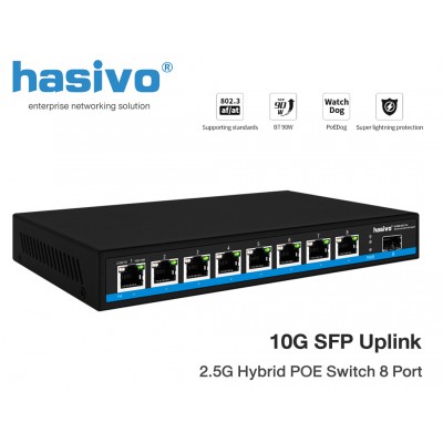 2.5G Hybrid POE Switch 8 Port + 10G SFP Uplink