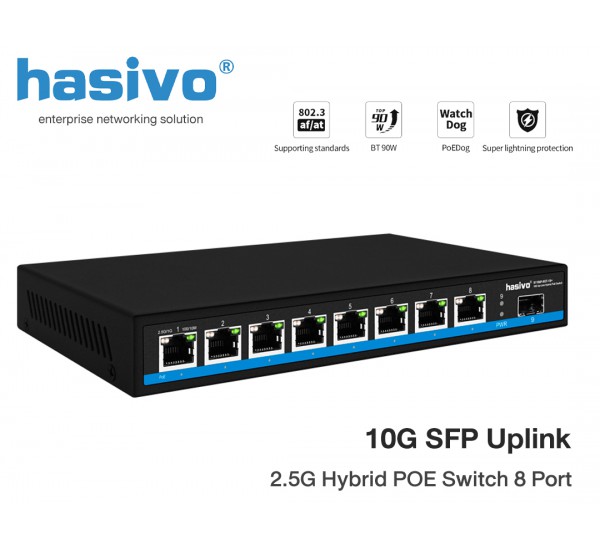 2.5G Hybrid POE Switch 8 Port + 10G SFP Uplink