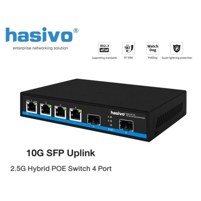 2.5G Hybrid POE Switch 4 Port + 2 SFP Uplink 10G