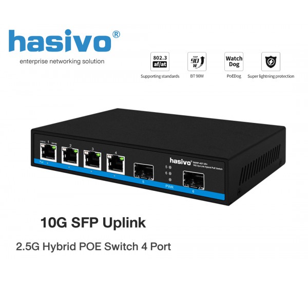 2.5G Hybrid POE Switch 4 Port + 2 SFP Uplink 10G