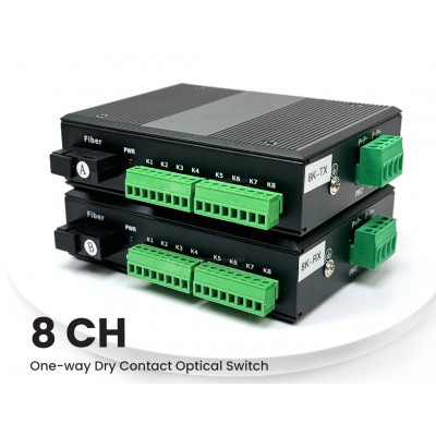 Industrial Dry Contract Optic Transceiver Switch 8 Chanel (One-Way)