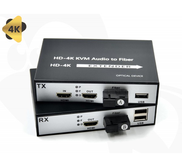 4K HDMI Fiber Optic Extender + USB + Loop Out
