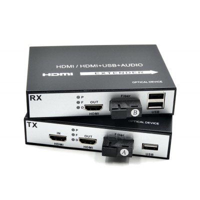 HDMI Fiber Extender 1080P (Loop Out) + USB