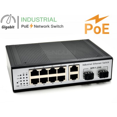 Gigabit Industrial POE Switch 8 Port + 2GE + 2SFP