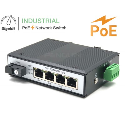 Gigabit 4 PoE Industrial + 1.25G SC Fiber 1310 (A) WDM