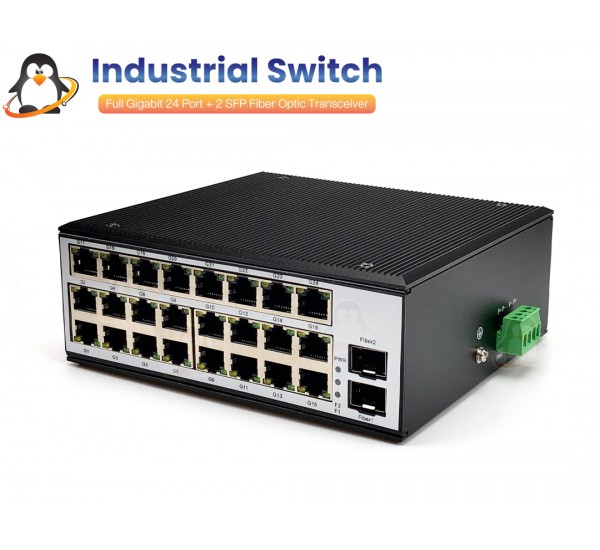 Gigabit Industrial Switch/Hub 24 Port + 2 SFP
