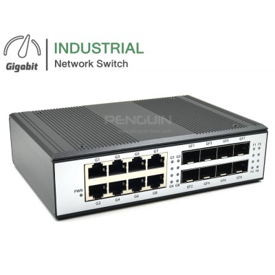 Gigabit Industrial Switch 8 GE + 8 SFP