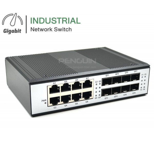 Gigabit Industrial Switch 8 GE + 8 SFP