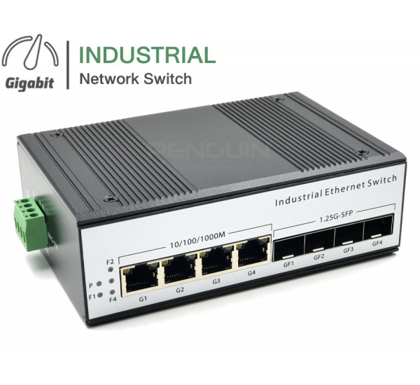 Gigabit Industrial Switch 4 GE + 4 SFP