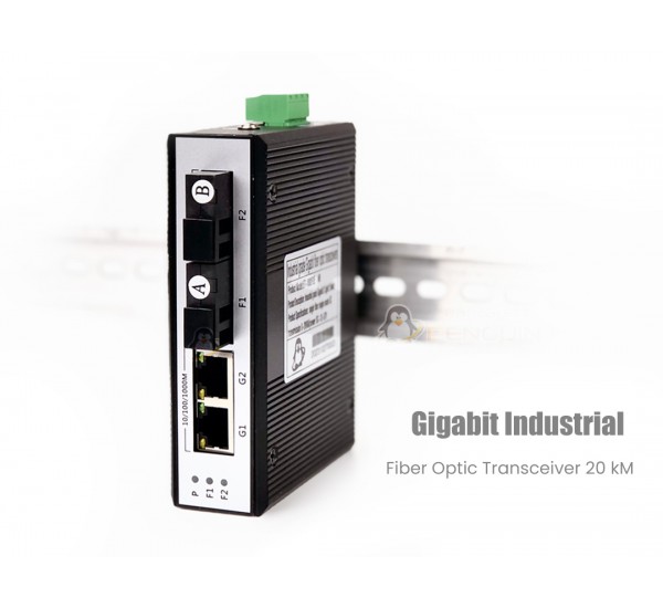 Gigabit Industrial Fiber Optic Transceiver 2 GE + 2 SC (20KM)
