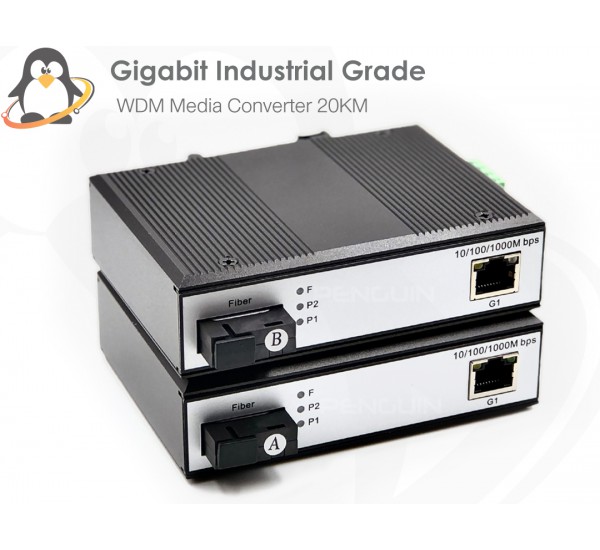 Gigabit Industrial Media Converter (A+B) 20KM