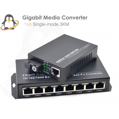 1x8 Gigabit WDM Media Converter (3KM)