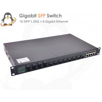 SFP Fiber Optic Switch 16 Port + 8 Gigabit Ethernet (Rack mount 1U)