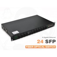 SFP Fiber Optic Switch 24 Port + 8 Gigabit Ethernet (Rack mount 1U)