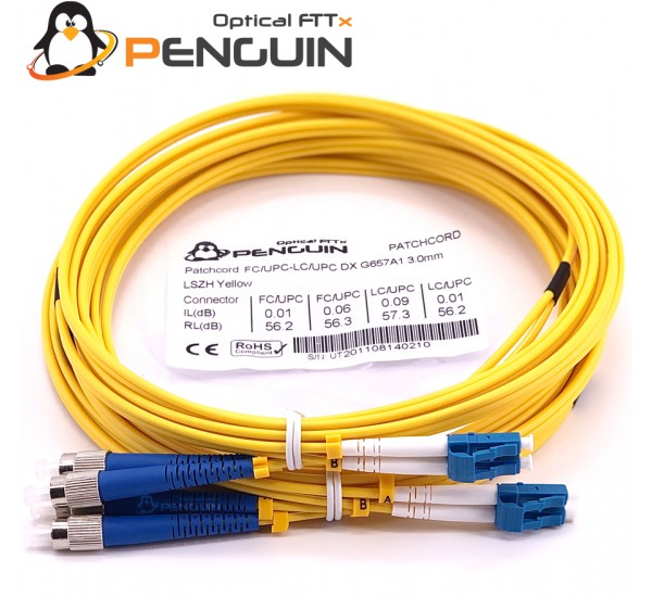 FC-LC (UPC) Single mode 9/125um G.657A1-LSZH Patch Cord ขนาดสาย 3.0 mm