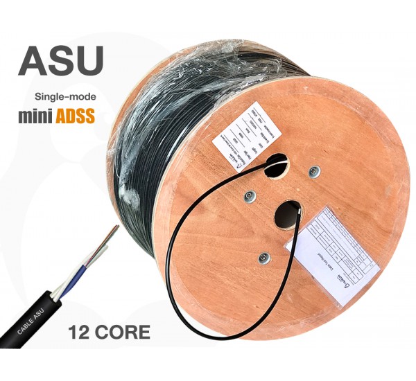 สายไฟเบอร์ออปติก asu (mini ADSS) 12 คอร์ ม้วน 1000 เมตร