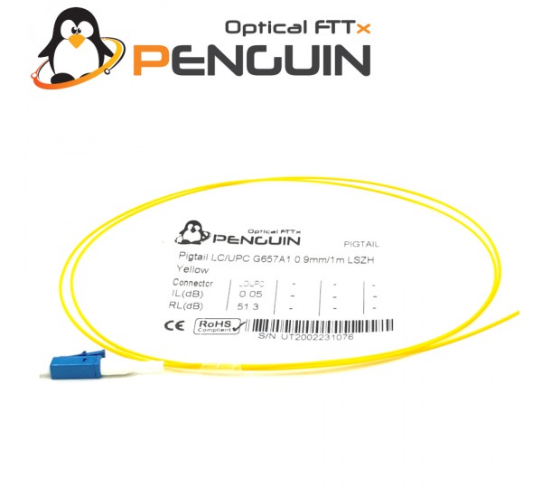 Pigtail LC/UPC Tight Buffer (0.9 มิล) G657A1 1 เมตร LSZH