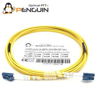 LC/UPC to LC/UPC Patch Cord 9/125, Duplex 3.0 mm - LSZH (เลือกความยาว)