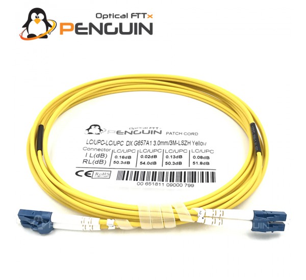 LC/UPC to LC/UPC Patch Cord 9/125, Duplex 3.0 mm - LSZH (เลือกความยาว)