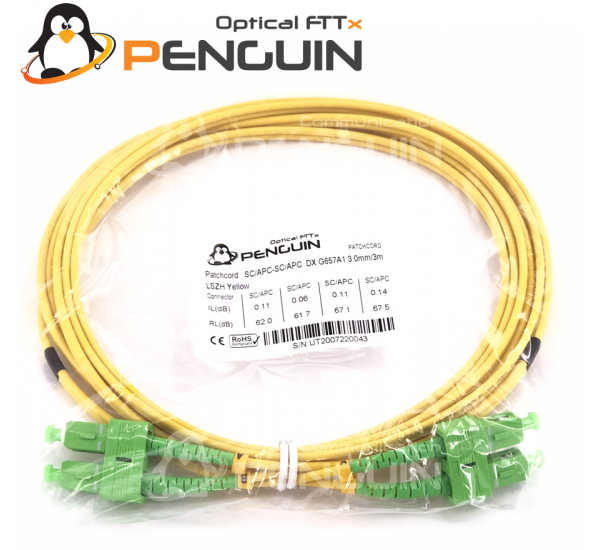 SC/APC DUPLEX PATCH CORD G.657A1 3.0mm-LSZH 3M