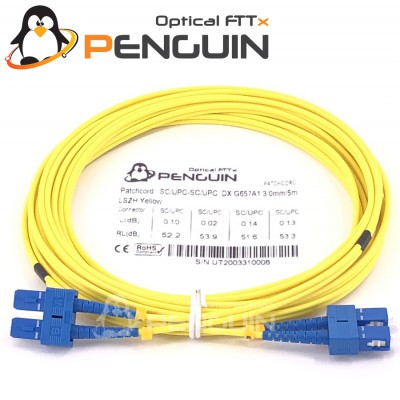 SC/UPC to SC/UPC Patch Cord 9/125, Duplex 3.0 mm - LSZH (เลือกความยาว)