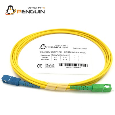 SC/UPC - SC/APC สายไฟเบอร์ออปติก Patch Cord (เลือกความยาว)