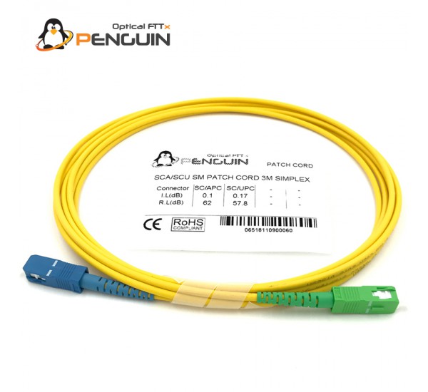 SC/UPC - SC/APC สายไฟเบอร์ออปติก Patch Cord (เลือกความยาว)