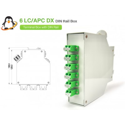 DIN Rail Terminal Box 6 LC/PAC Duplex (กล่องโลหะ) ยึดรางปีกนก