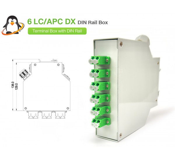 DIN Rail Terminal Box 6 LC/PAC Duplex (กล่องโลหะ) ยึดรางปีกนก