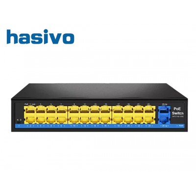 Fast Ethernet POE Switch 24 Port + 2 Gigabit Uplink | hasivo S2800P-24F-2G-SE