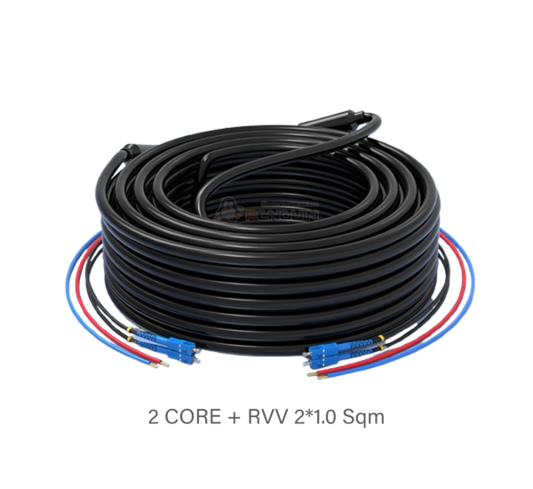 สายไฟเบอร์ออฟติก มีสายไฟ (Composit) 2 Core (SC/UPC) หุ้มเกราะ + สายไฟ (2*1.0 sq.mm) 300 เมตร