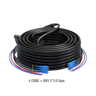 สายไฟเบอร์ออปติก Composit 4 Core (SC/UPC) กันกระรอก + สายไฟ (2*1.0 sqm) 200 เมตร