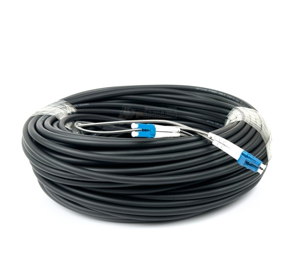 สายไฟเบอร์ออปติก 2 Core สายกลม LC/UPC ยาว 50 เมตร
