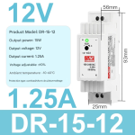 Switching Power Supply 12V (15W) แบบติดราง รุ่น DR-15-12