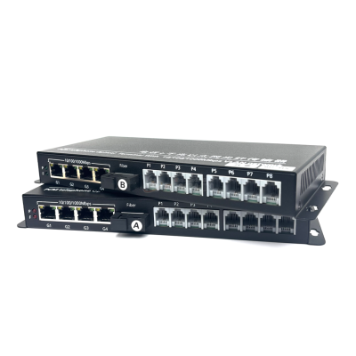 PCM Voice 8CH + 4-Port Gigabit Ethernet Over Fiber (SC)