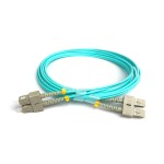 SC/UPC to SC/UPC Duplex OM3 Multimode Fiber Optic Patch Cord 50/125µm (Aqua)