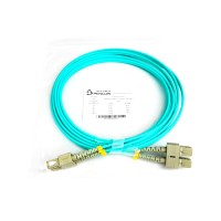 SC/UPC to SC/UPC Duplex OM3 Multimode Fiber Optic Patch Cord 50/125µm (Aqua)