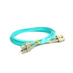 SC/UPC to SC/UPC Duplex OM3 Multimode Fiber Optic Patch Cord 50/125µm (Aqua)