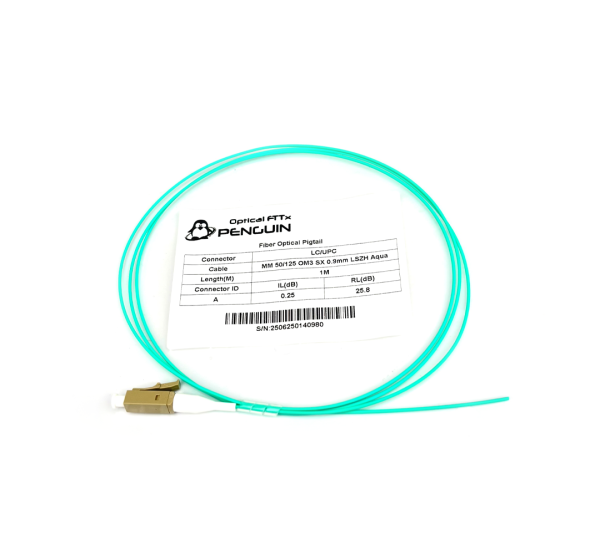 สายไฟเบอร์ Pigtail LC/UPC OM3 มัลติโหมด 0.9 มิล 1 เมตร รองรับ 10Gbps