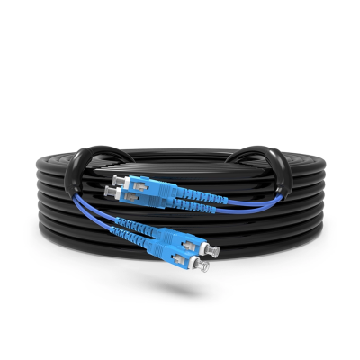 สายไฟเบอร์ออฟติก 2 คอร์ SC หุ้มเกราะ (armoured) กันกระรอก 350 เมตร