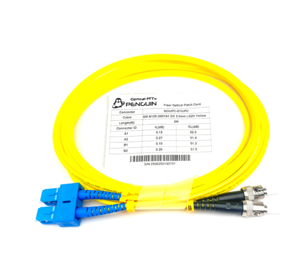 สายไฟเบอร์ออปติก Duplex SC/UPC to ST/UPC Singlemode 3 เมตร – PENGUIN