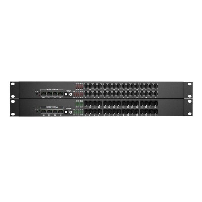เครื่องแปลงโทรศัพท์ 24 ช่อง + 4 LAN Gigabit ผ่านไฟเบอร์ (1U Rackmount)